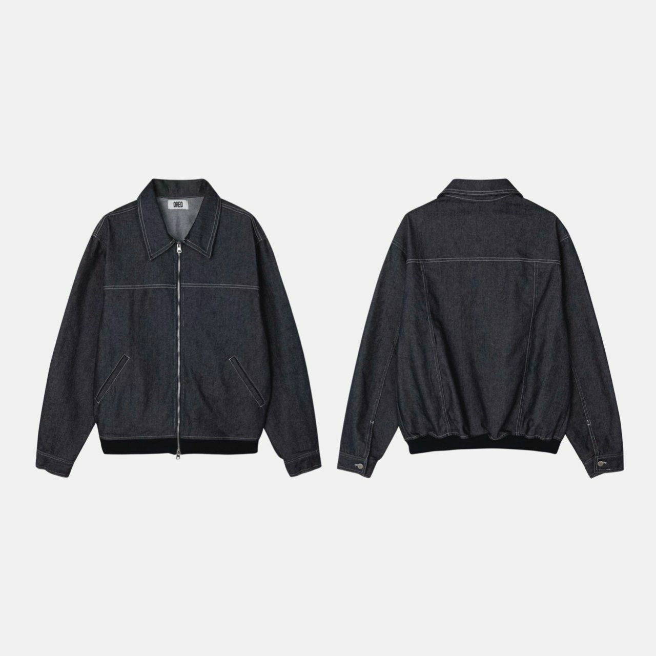 反領拉鍊牛仔褸 OREO-110JK