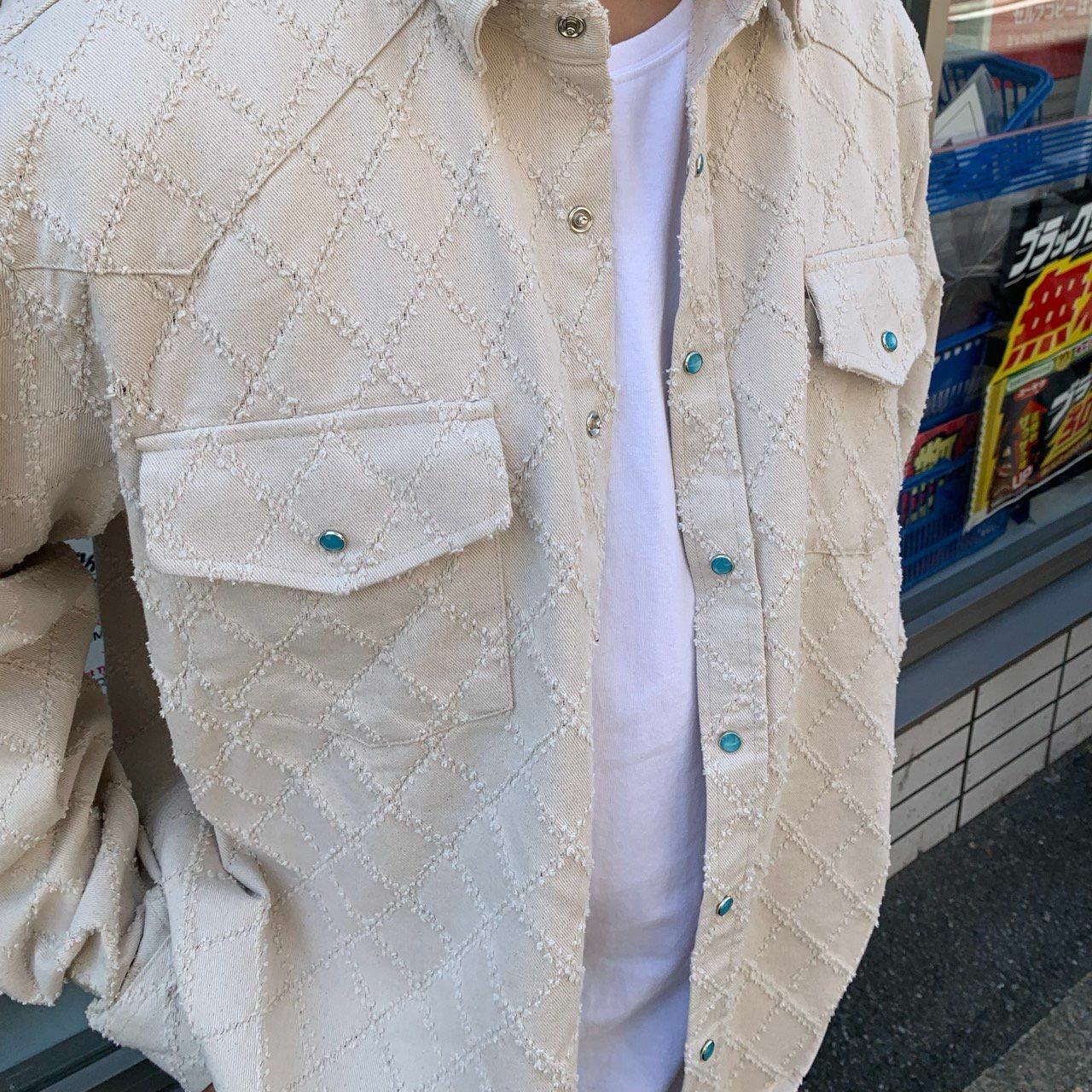 淨色菱格紋長袖恤衫 OREO-113S