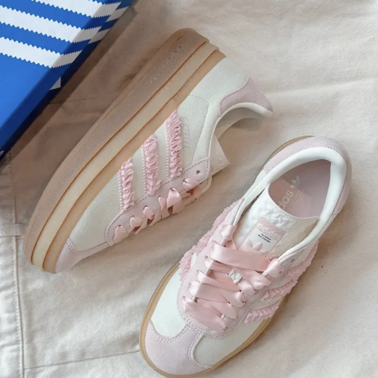 ADIDAS GAZELLE BOLD 緞帶 少女粉 厚底增高 芭蕾風 愛迪達 女鞋 JR8374
