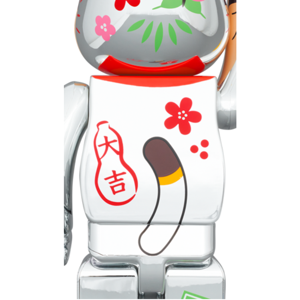 招き猫 ペコちゃん 福 銀メッキ 100％ & 400％ / 1000% BE@RBRICK