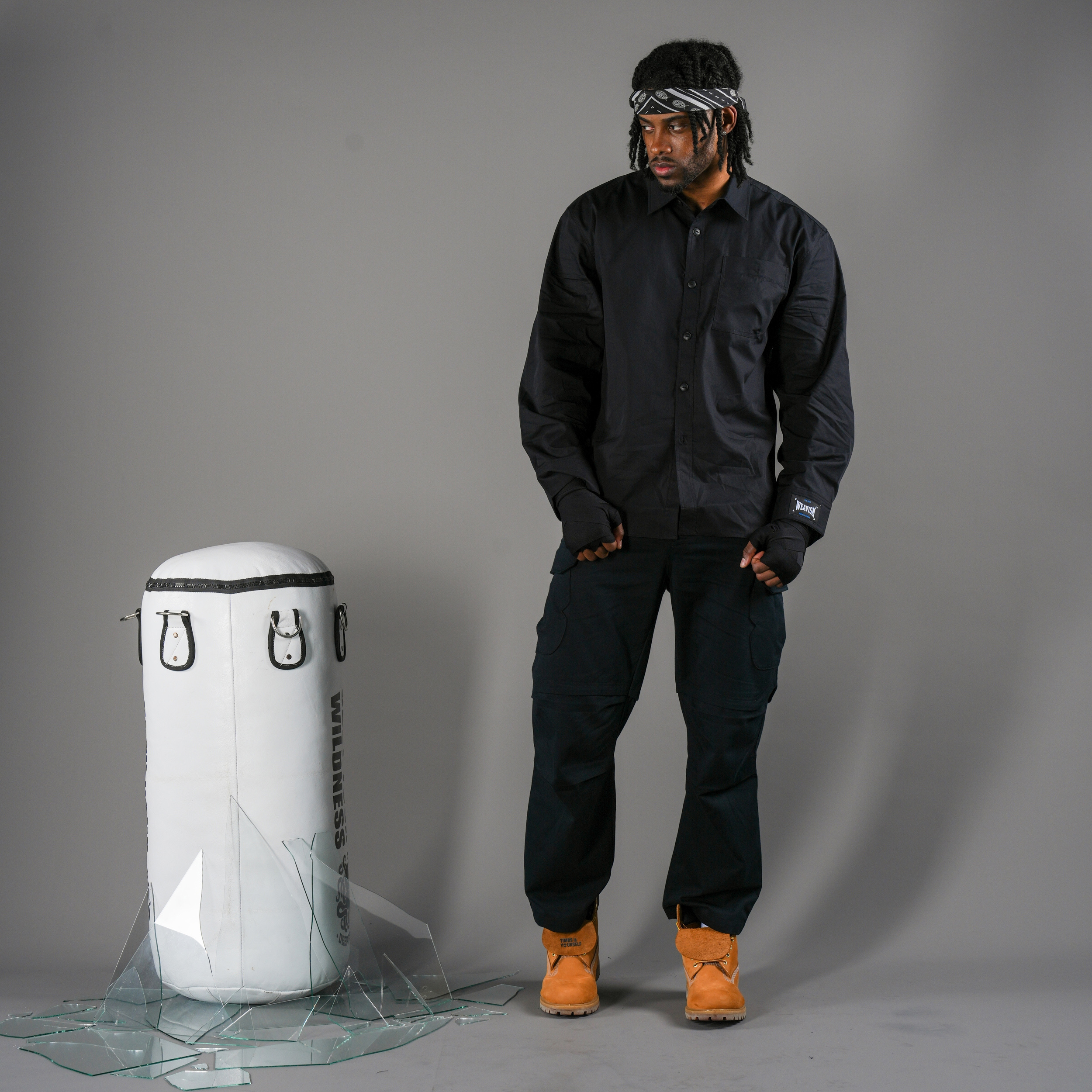 織本出擊單口袋襯衫-死寂黑