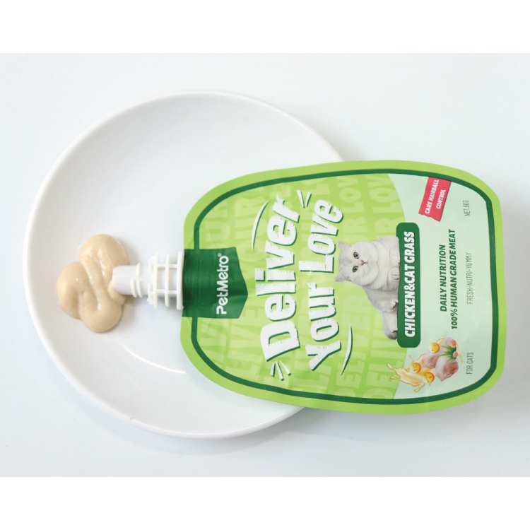 PetMetro 功能性唧唧包貓小食 - 雞肉貓草 (天然去毛球) 60g (任選4件$55)