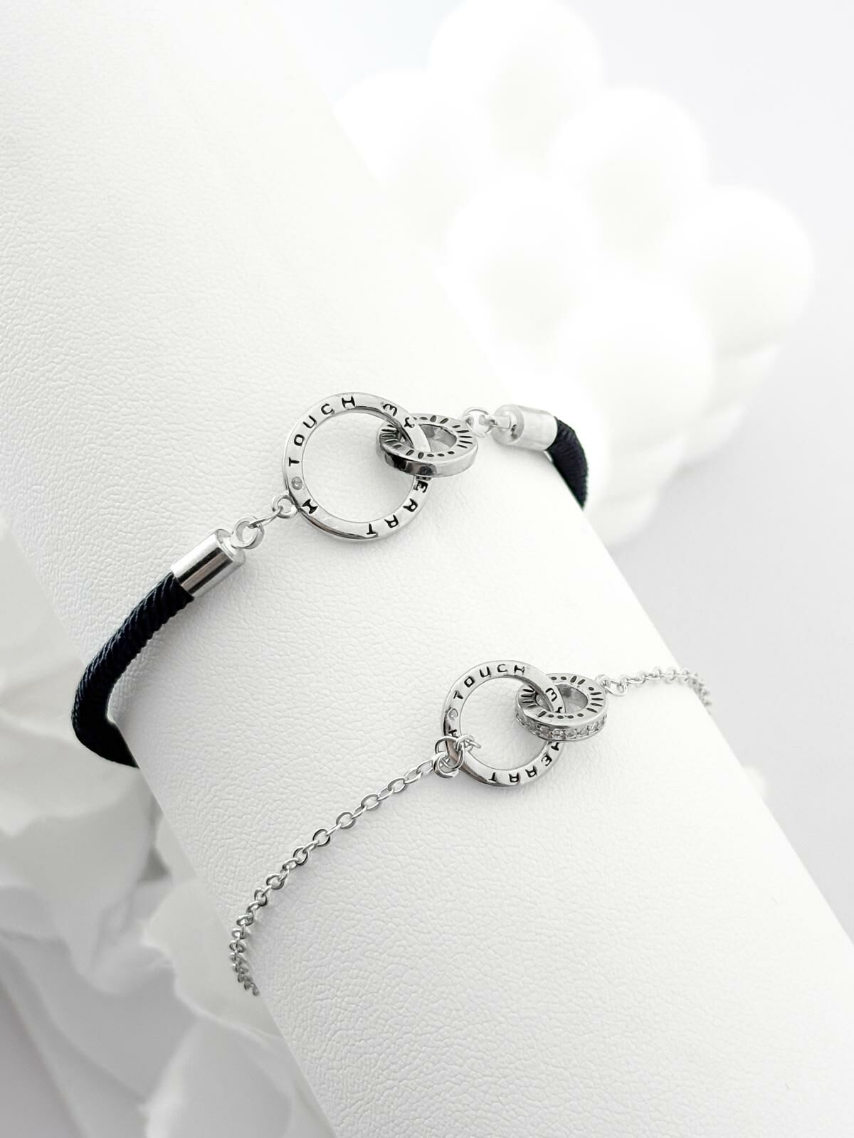 「Touch My Heart」情侶手鏈 | 鍍銀 | 免費刻字