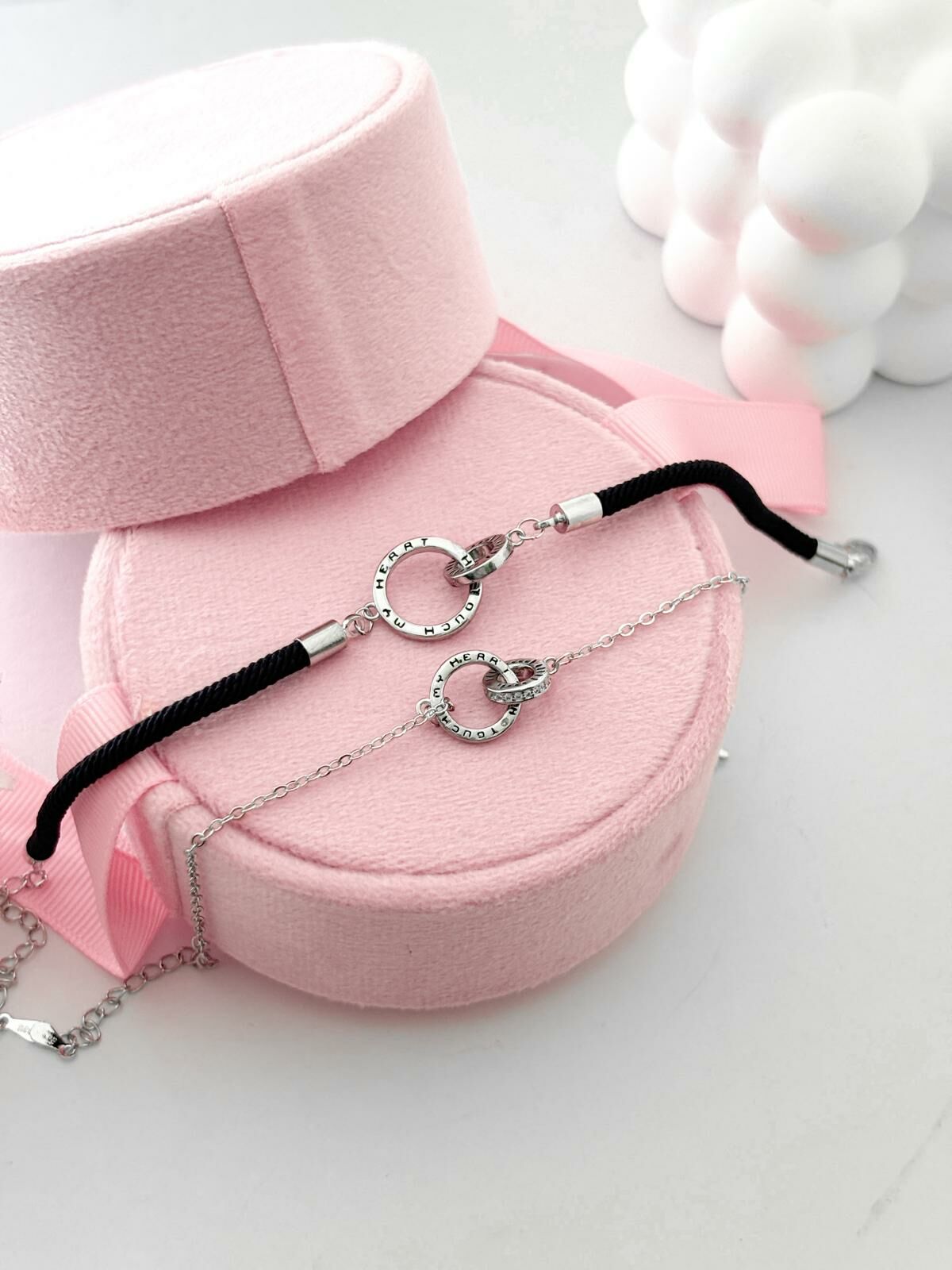 「Touch My Heart」情侶手鏈 | 鍍銀 | 免費刻字