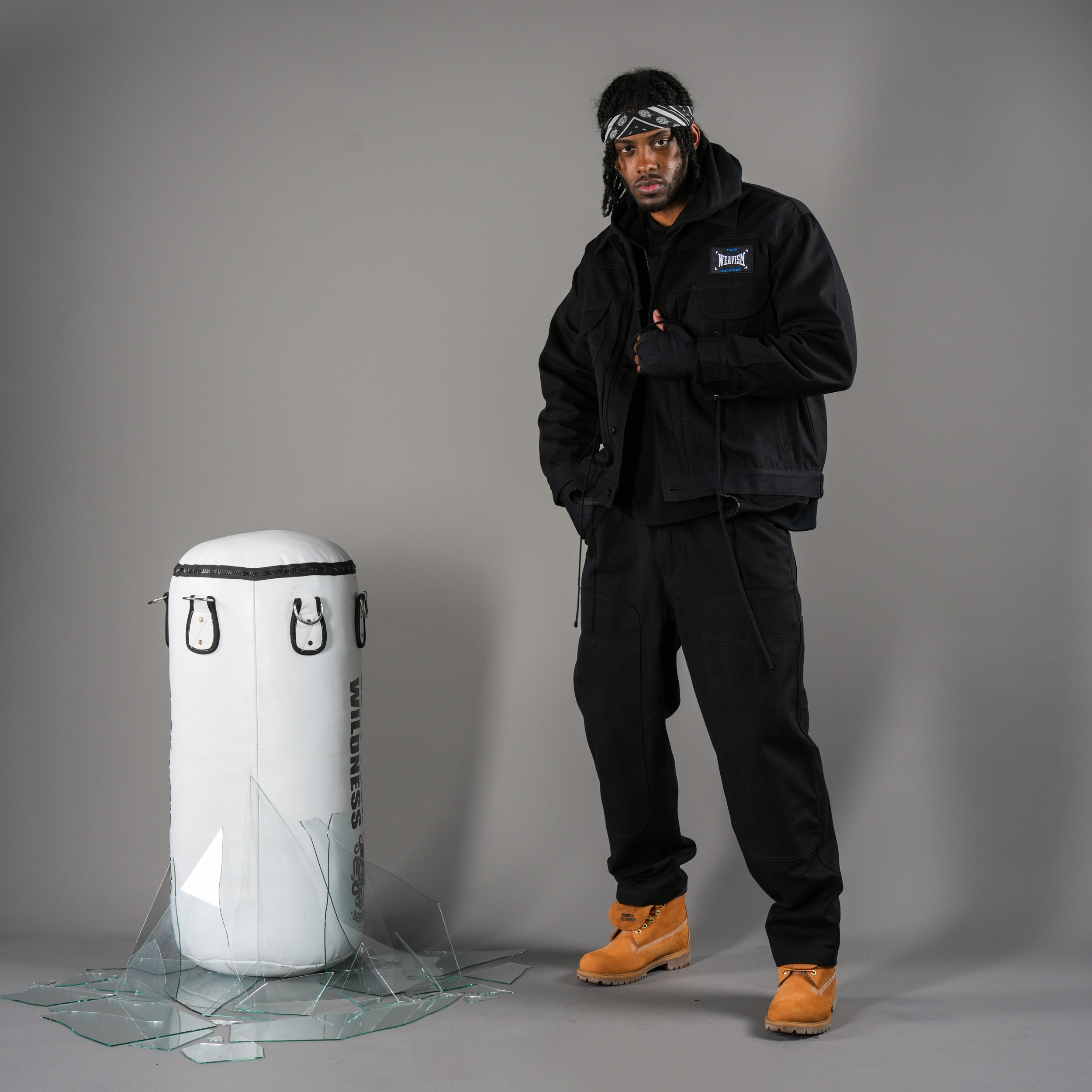 拳魂重磅帆布長褲-漆黑