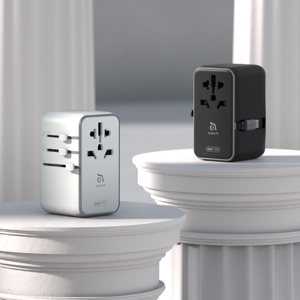 T70L 70W Universal Travel Adapter with Built-In USB-C Cable
