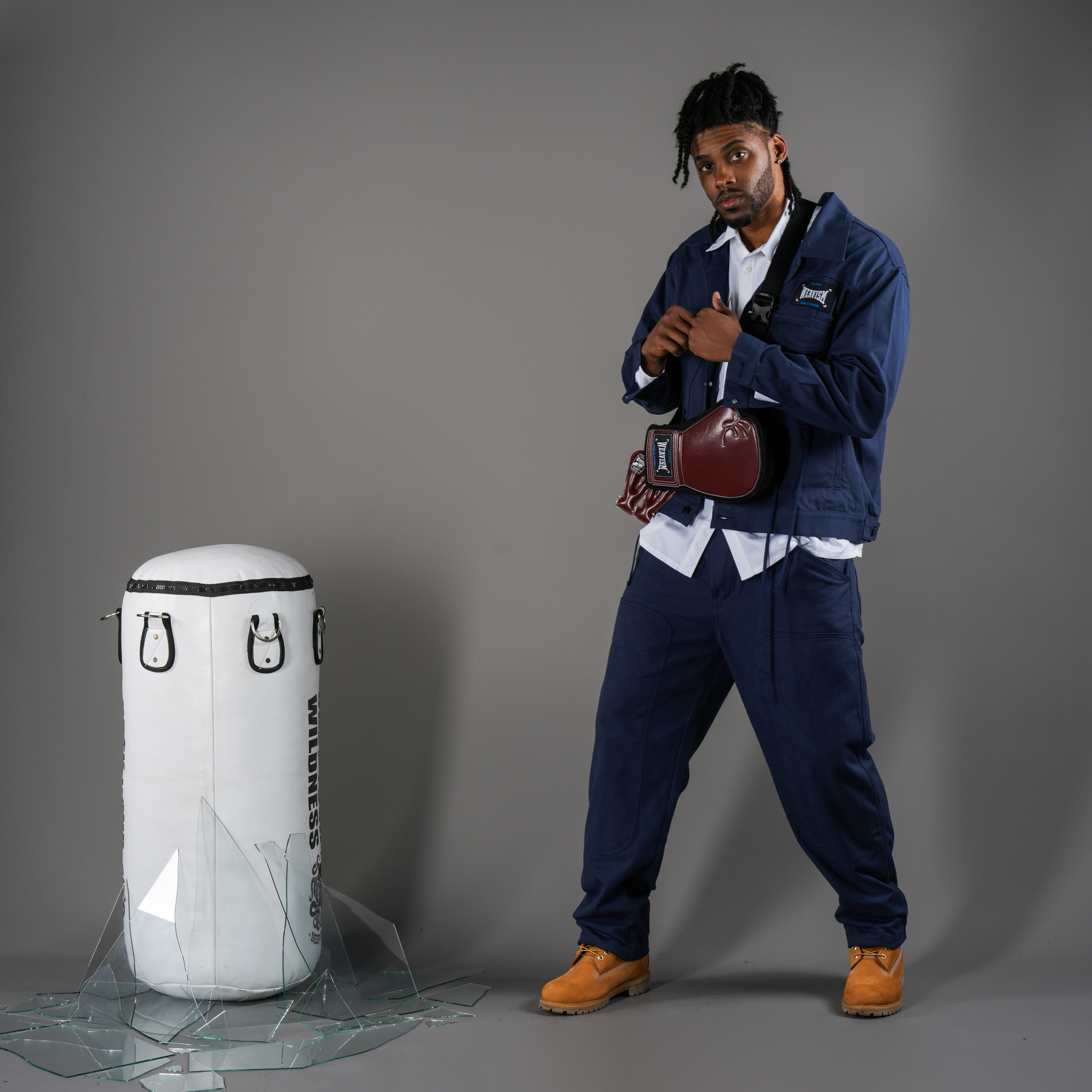 拳魂重磅帆布長褲-幻藍