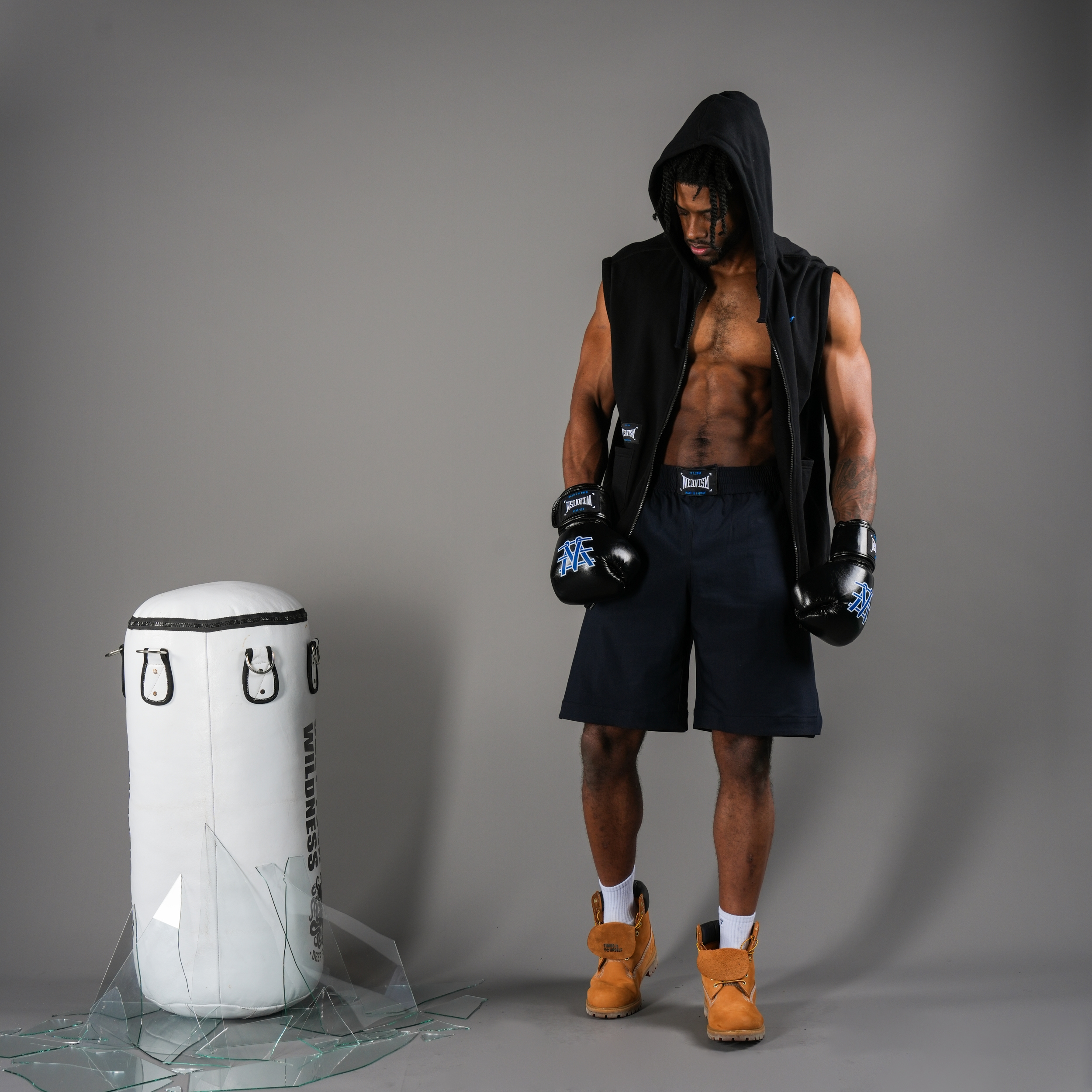 訓練日可拆卸拉鍊連帽外套-裂隙黑