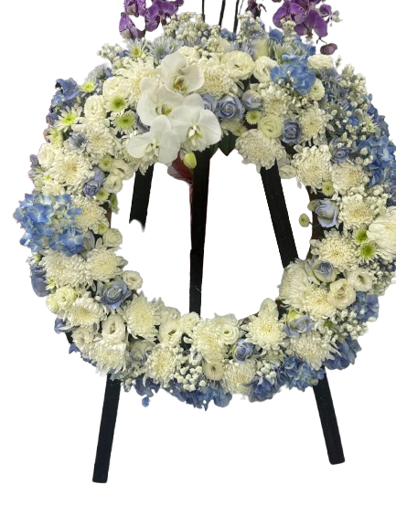 粉藍白帛事花圈
