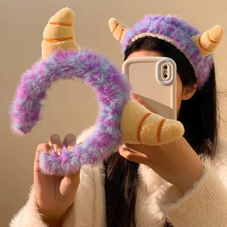 Cute Purple Horned Little Monster Plush Headband