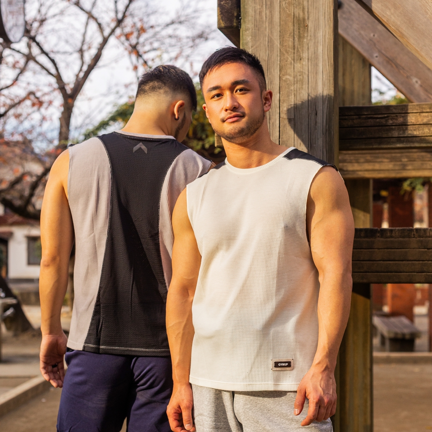 2025 全新系列 - GYMUP 窩夫格訓練背心 09 米白