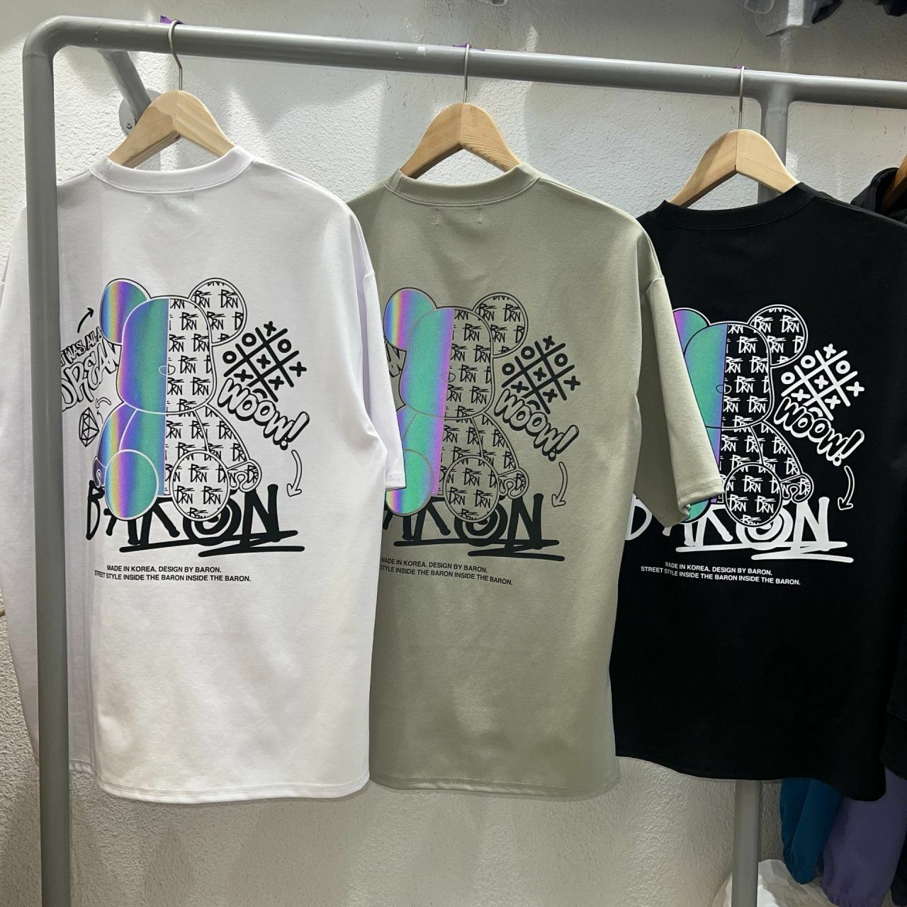 3M反光熊仔圖案英文字短袖Tee BARON-161T