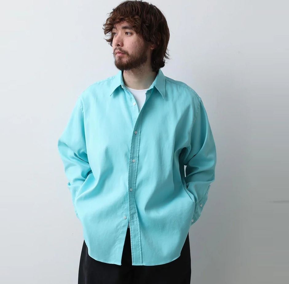 A.PRESSE 2025 S/S DOUBLE WEAVE TWILL REGLUAR SHIRT (25SAP-02-10H) - TURQUOISE PRE ORDER ITEM (預訂中)