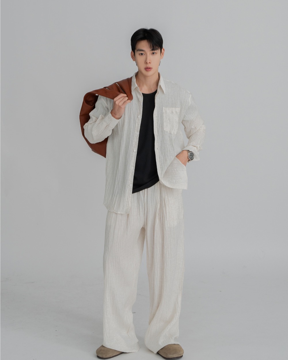 比亞里茨皺褶襯衫 比亞雷皺褶褲