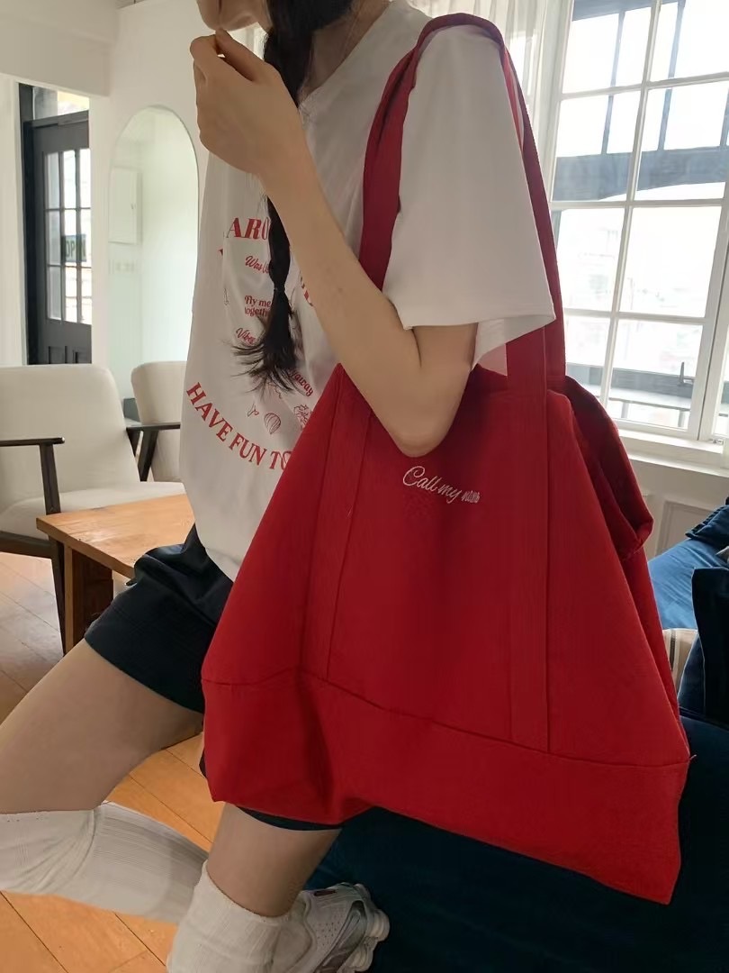 Call my name embroidery canvas bag