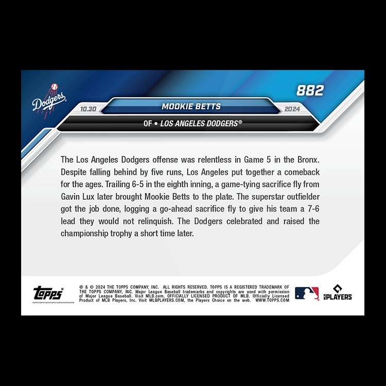 MLB球員卡 Mookie Betts - 2024 MLB TOPPS NOW® Card 882 - PR: 4084
