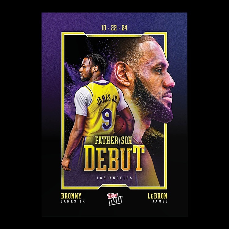 NBA球員卡 Bronny James Jr./LeBron James - 2024-25 Topps NOW® Basketball Card 1 - PR: 74,453