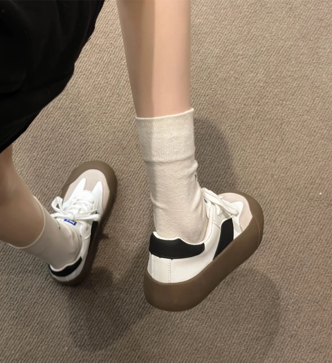 <難哄 白敬亭主理品牌> GOOD BAI DUM DUM 蓬蓬鞋 厚底增高 黑白焦糖底 章諾楠同款