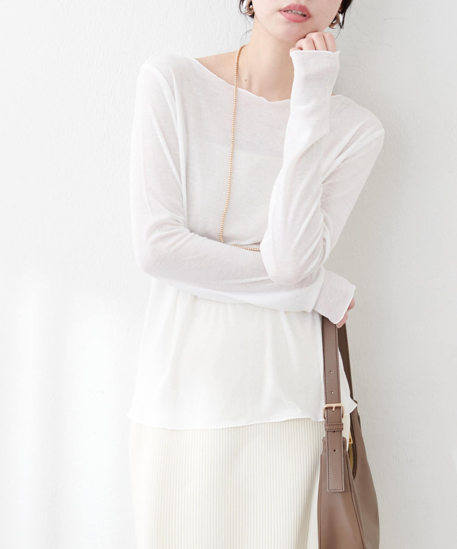 natural couture(ナチュラルクチュール)  とろみシアープルオーバー白（0351060330）