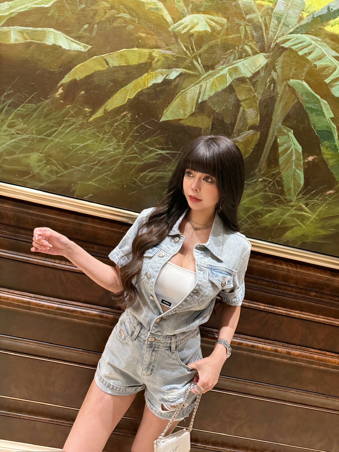 冰川水洗蓝’Blue—牛仔連身褲