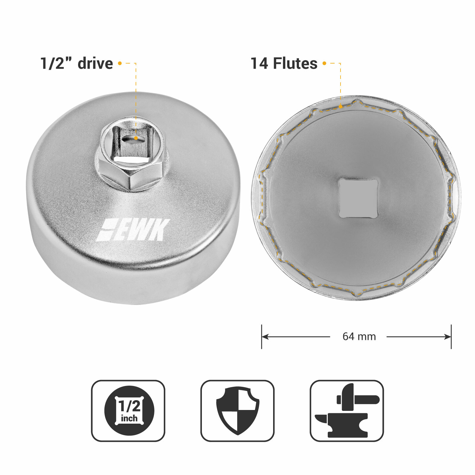 64mm Carbon Steel Oil Filter Wrench for Toyota | EWK