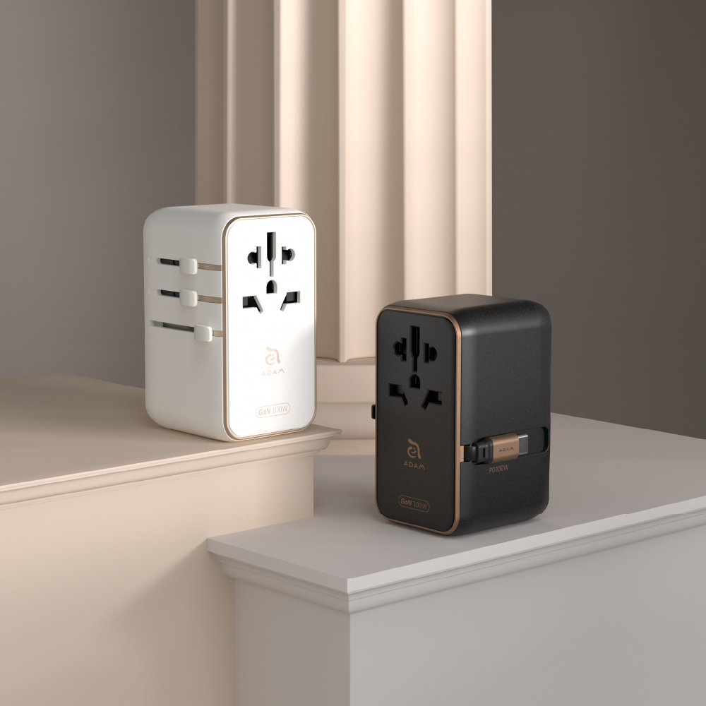 T100L 100W Universal Travel Adapter with Built-In USB-C Cable