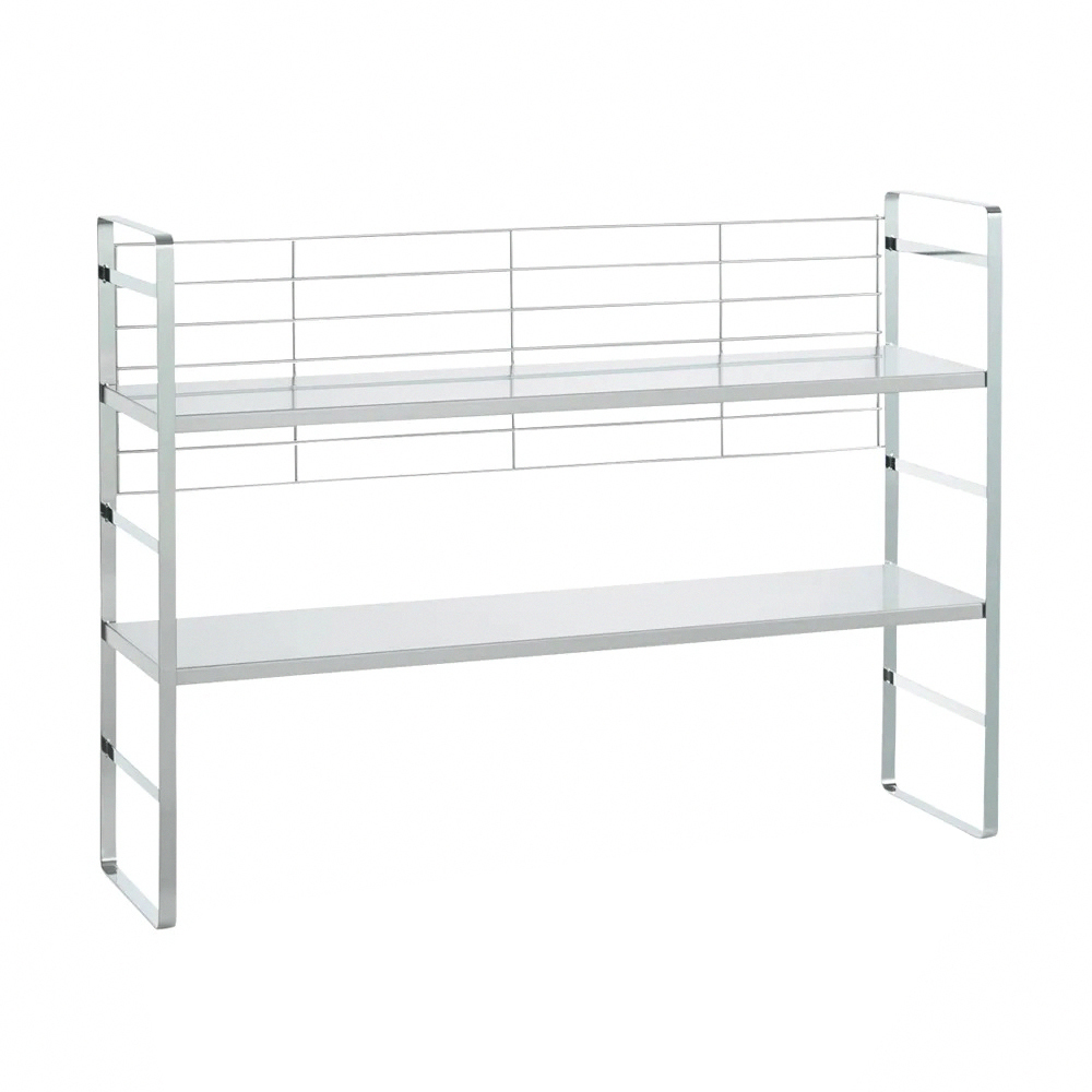 《下村企販》日本製全不鏽鋼爐上雙層收納架 75cm