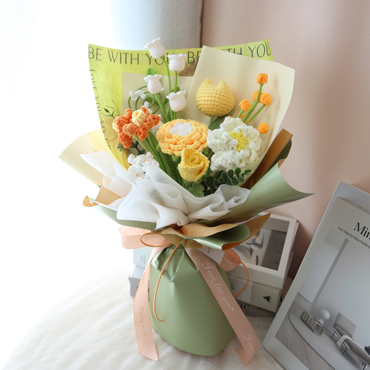 G02｜綠色系編織花束