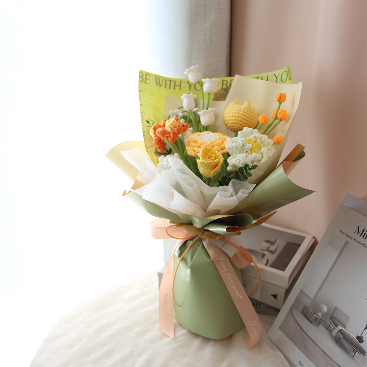 G02｜綠色系編織花束