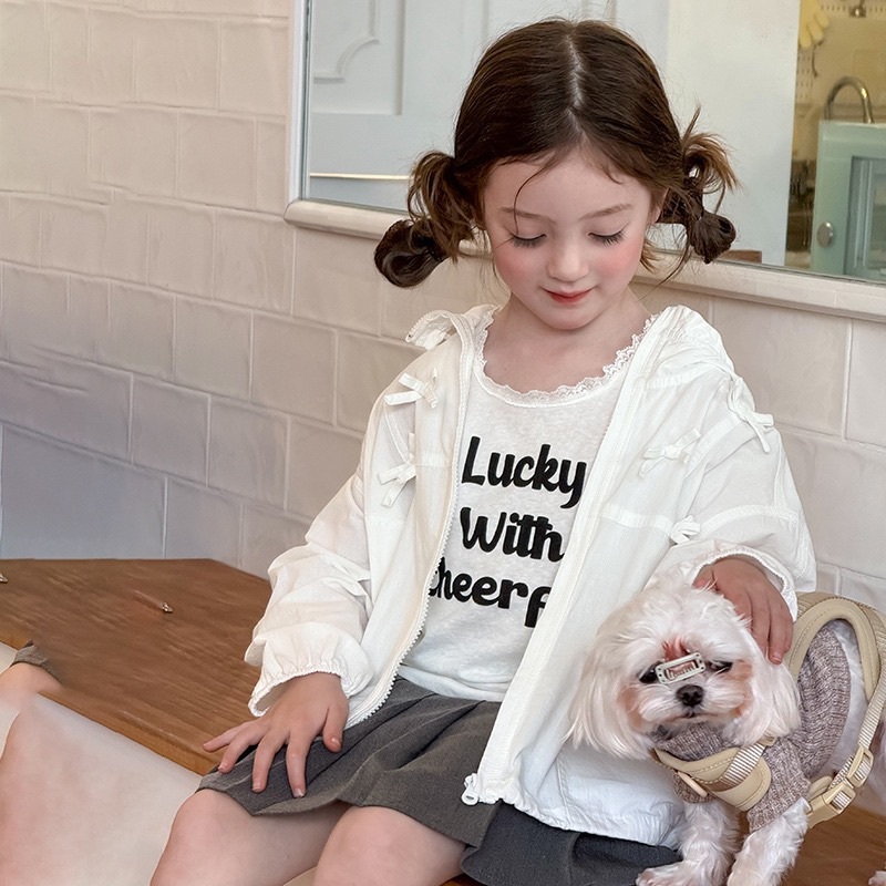 緞帶蝴蝶結連帽防曬外套