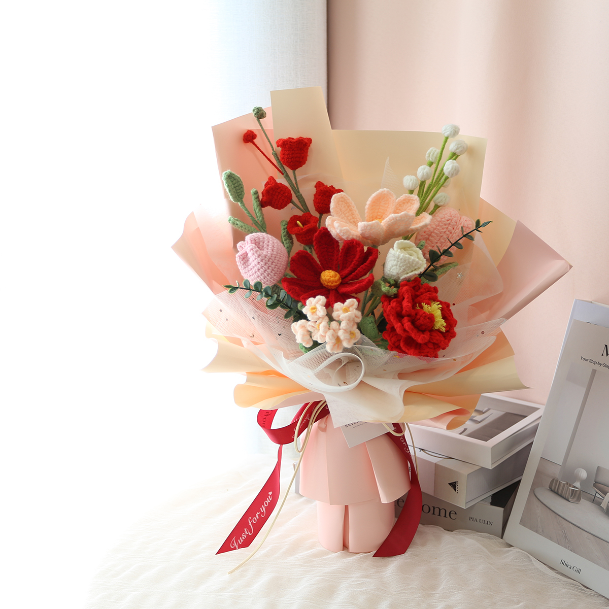 G13｜紅粉色系編織花束