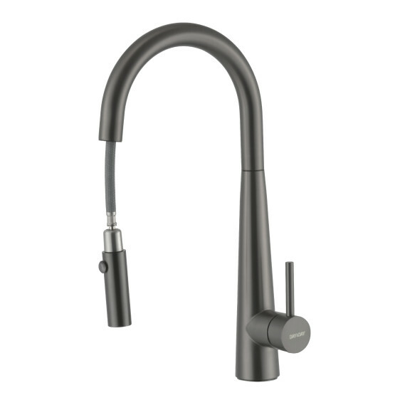 日日商 龍頭系列 ED-KS83558 304不鏽鋼無鉛伸縮龍頭-鈦灰色