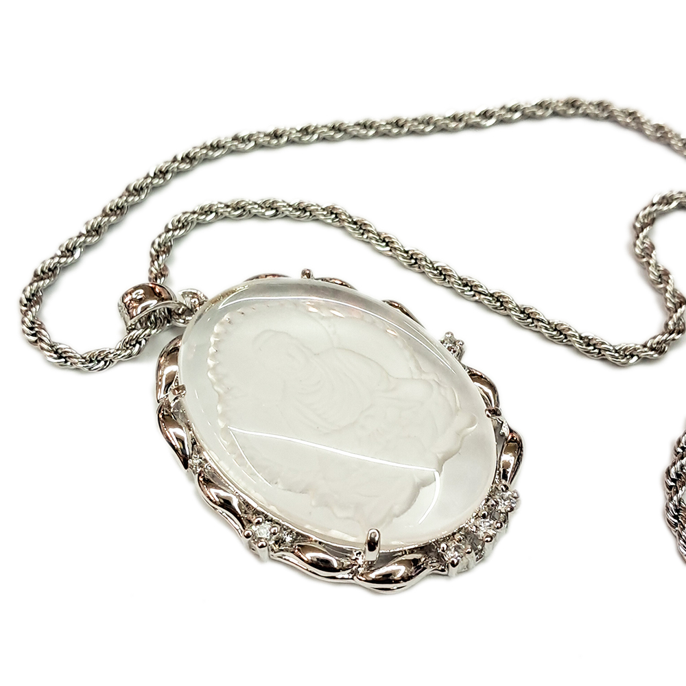 阿彌陀佛{水晶銀白k墜}&鈦鋼項鍊【十方】141780