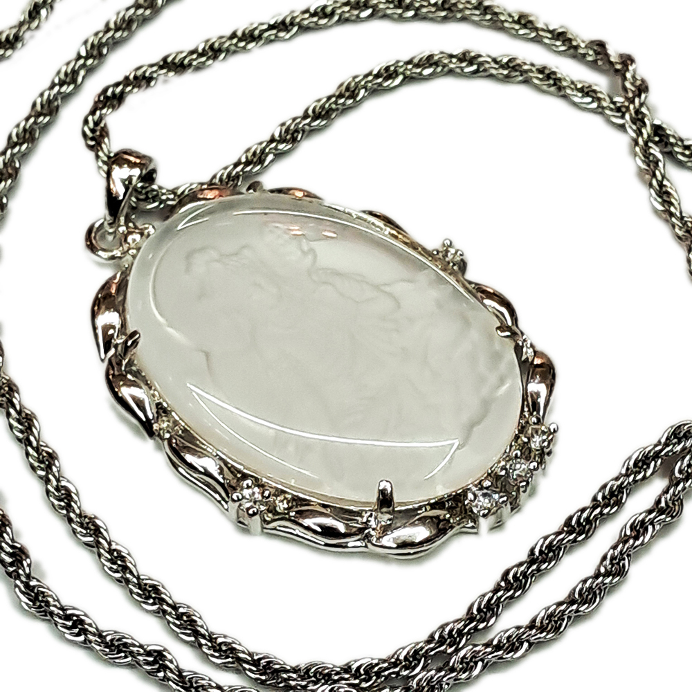 大勢至菩薩{水晶銀白k墜}&鈦鋼項鍊【十方】141782