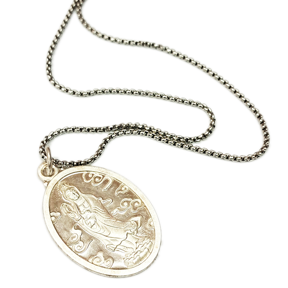 白衣觀音{925銀}墜 &鈦鋼項鍊【十方】142378