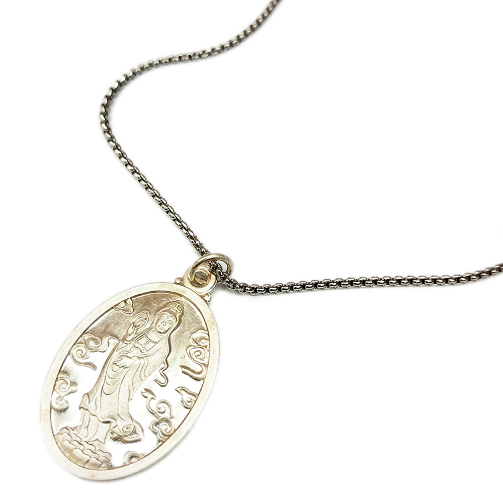 白衣觀音{925銀}墜 &鈦鋼項鍊【十方】142378