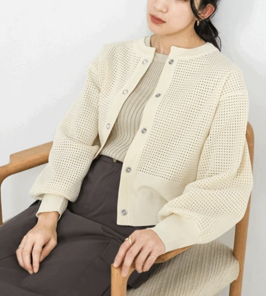 ｛Special Price} 簡約風​​網眼輕觸感針織外套  ( 2色入）【日本直送】