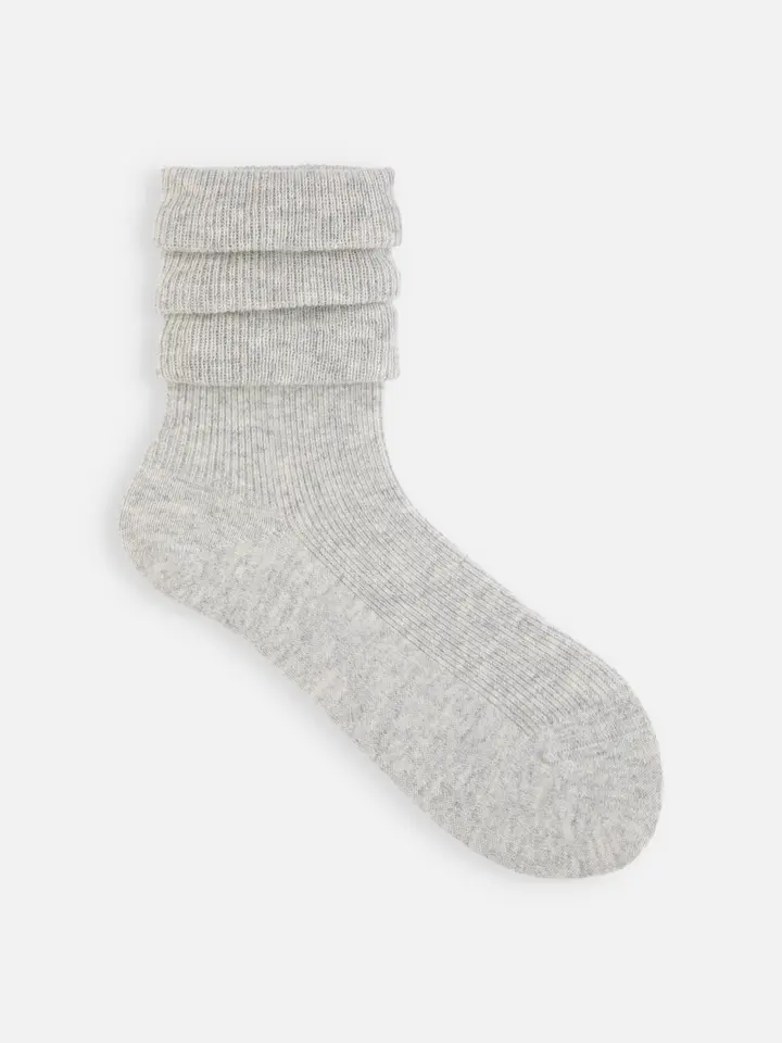 [現貨優惠] 靴下屋TABIO 羊毛混紡蓬鬆短襪 灰