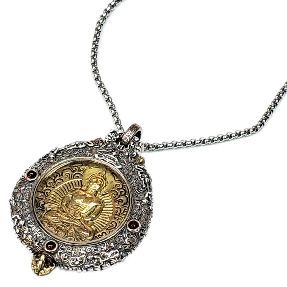 九宮八卦轉運&佛陀{ 925純銀}墜飾&鈦鋼項鍊【十方】148588