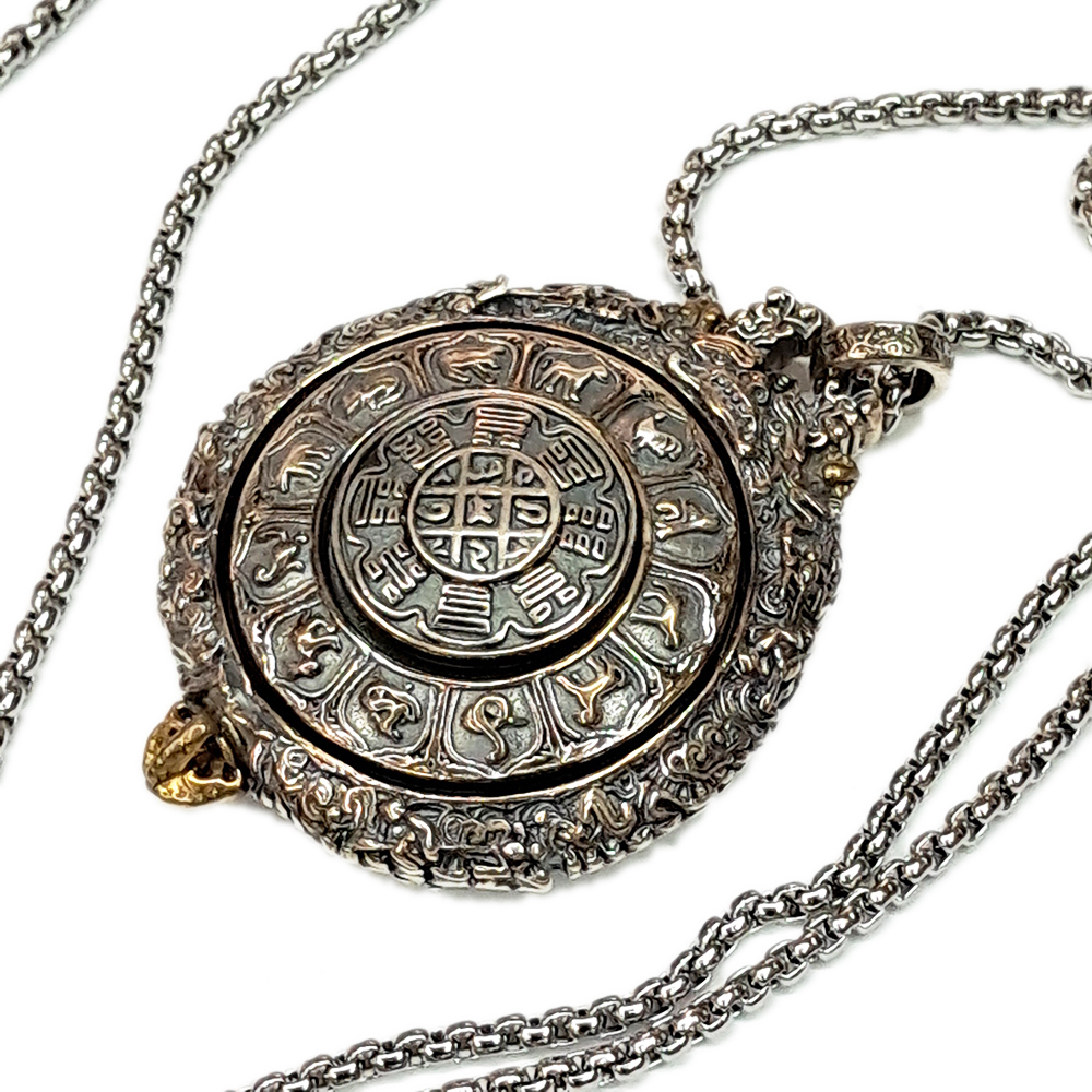 九宮八卦轉運&佛陀{ 925純銀}墜飾&鈦鋼項鍊【十方】148588