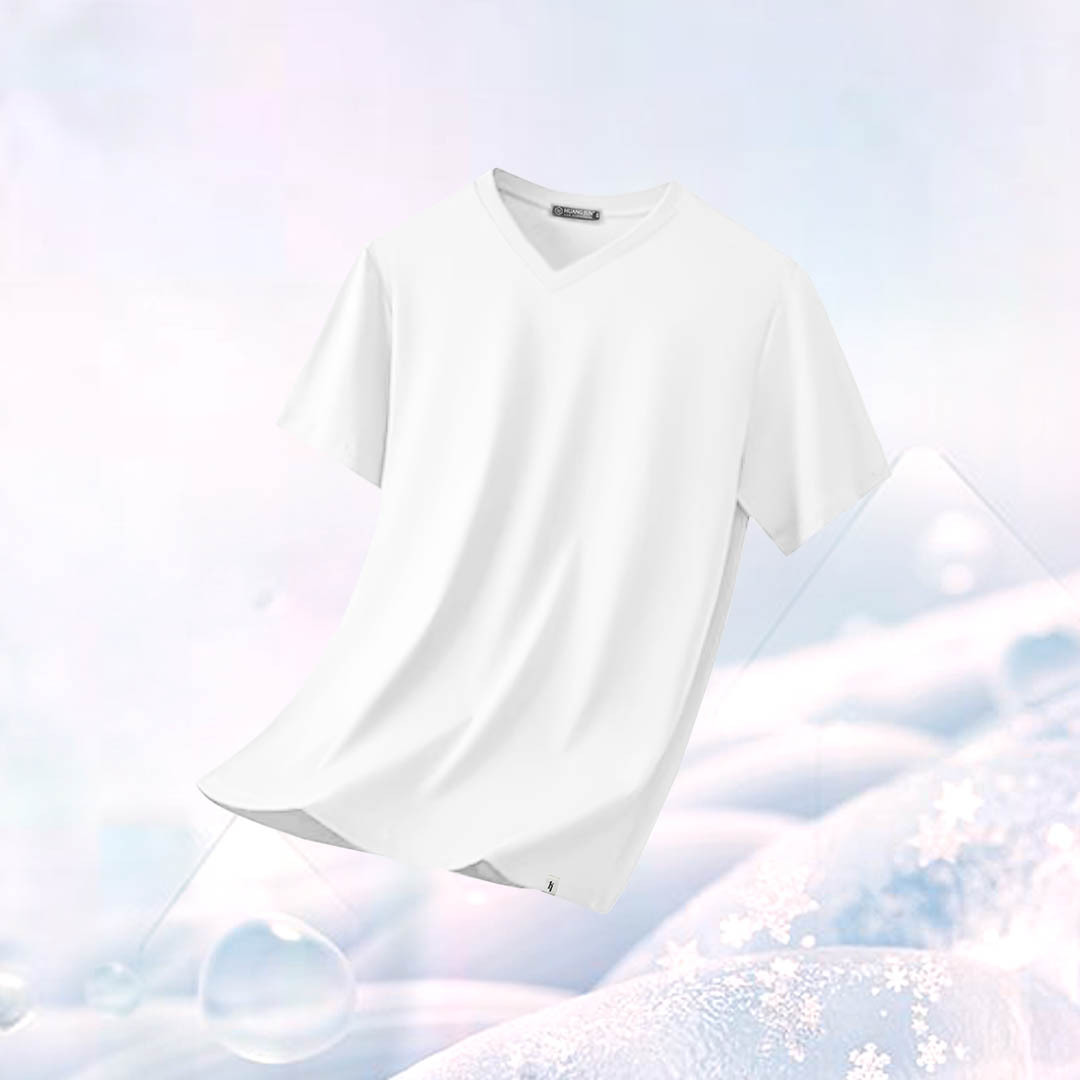 Sorona冰感認證- V領透沁涼感素Ｔ (兒童款)-白色