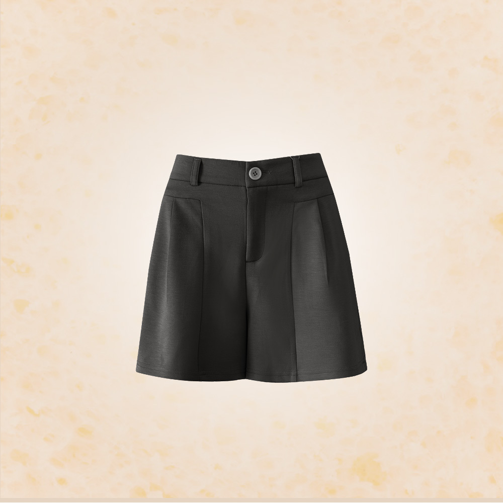 女款｜斜袋雙褶豆腐褲-黑色
