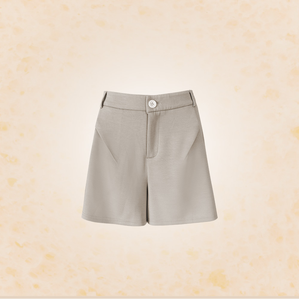 女款｜半圓打褶豆腐褲-卡其