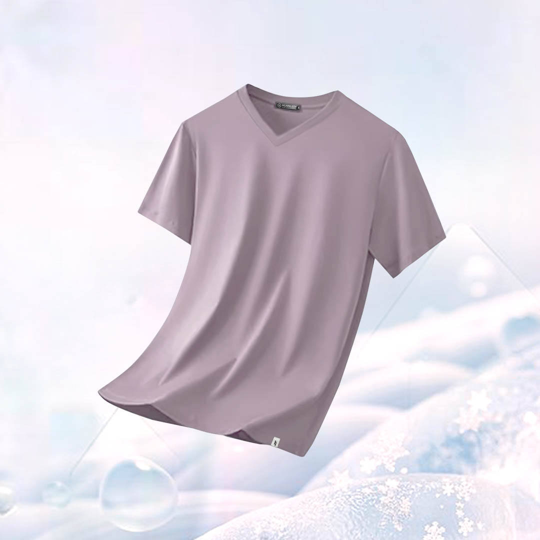 Sorona冰感認證-V領透沁涼感素Ｔ (兒童款)-丁香紫