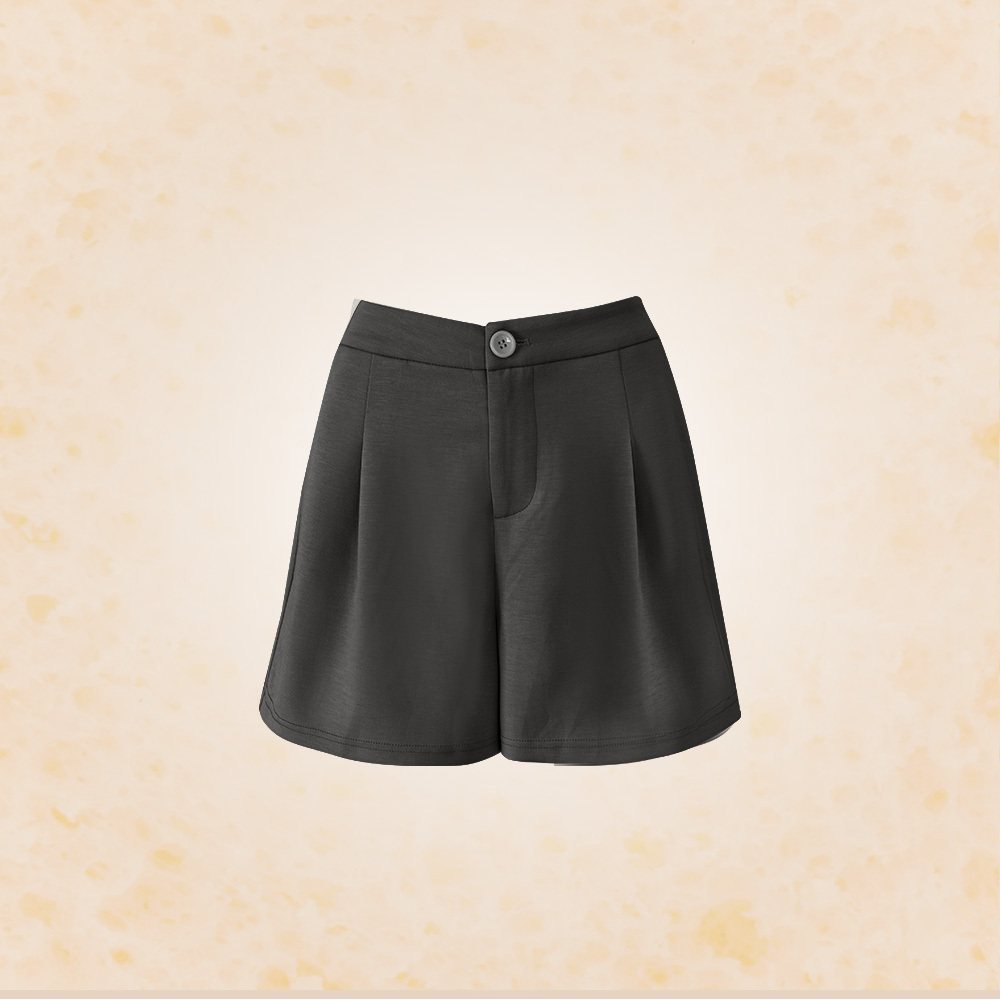 女款｜經典打褶豆腐褲-黑色