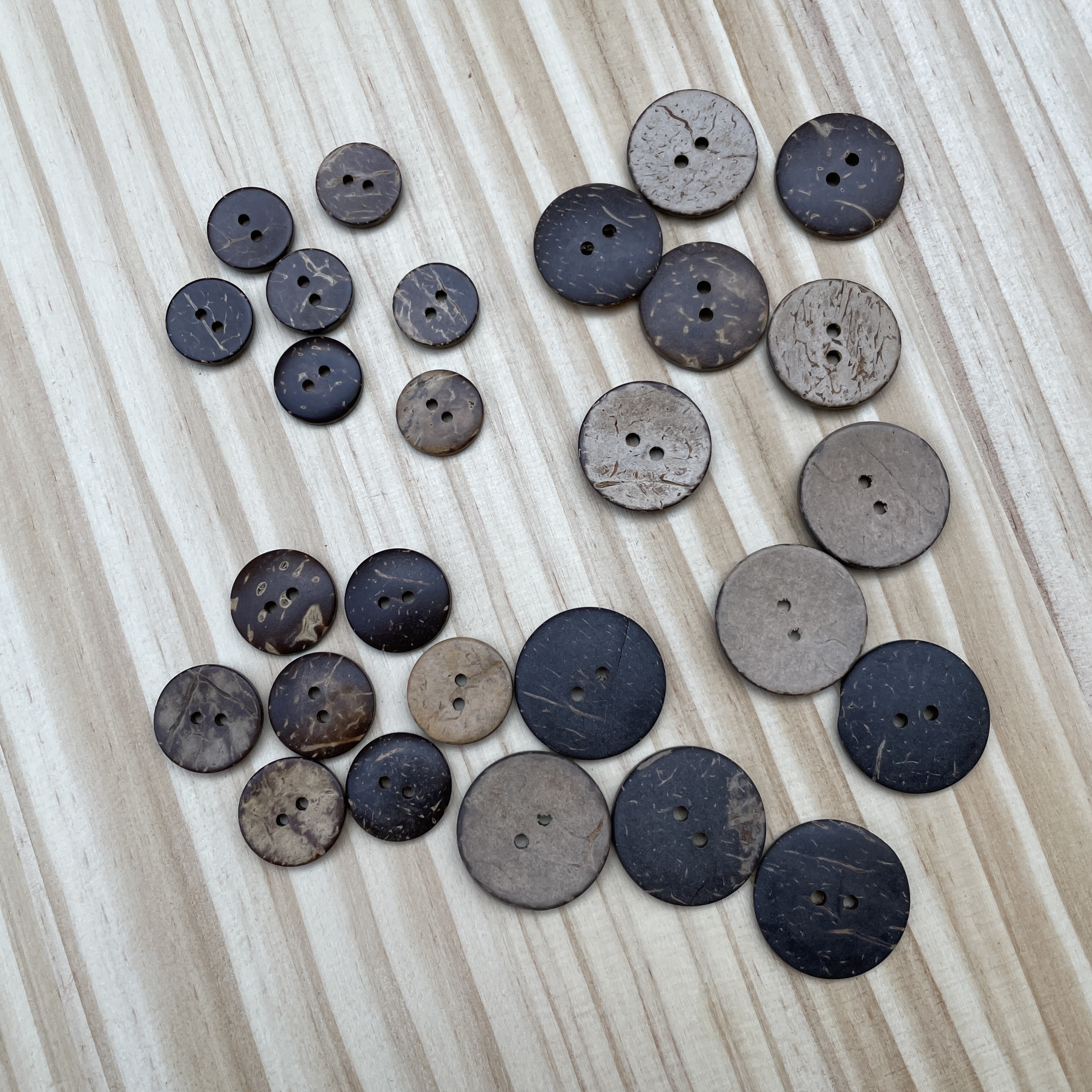 天然雙眼椰子扣 - 多種尺寸可選