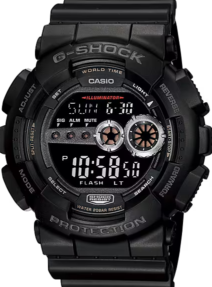 萬年鐘錶 - G-SHOCK  時尚百搭數位酷黑運動電子錶  GD-100-1B 錶徑 : 51.2mm