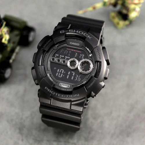 萬年鐘錶 - G-SHOCK  時尚百搭數位酷黑運動電子錶  GD-100-1B 錶徑 : 51.2mm
