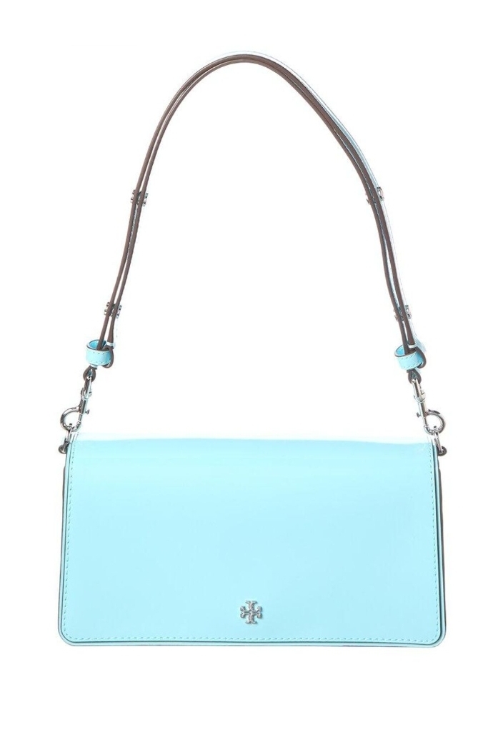 [S] TORY BURCH EMERSON PATENT CONVERTIBLE CROSSBODY,LIGHT CELESTE, 196133933534 (STB567)