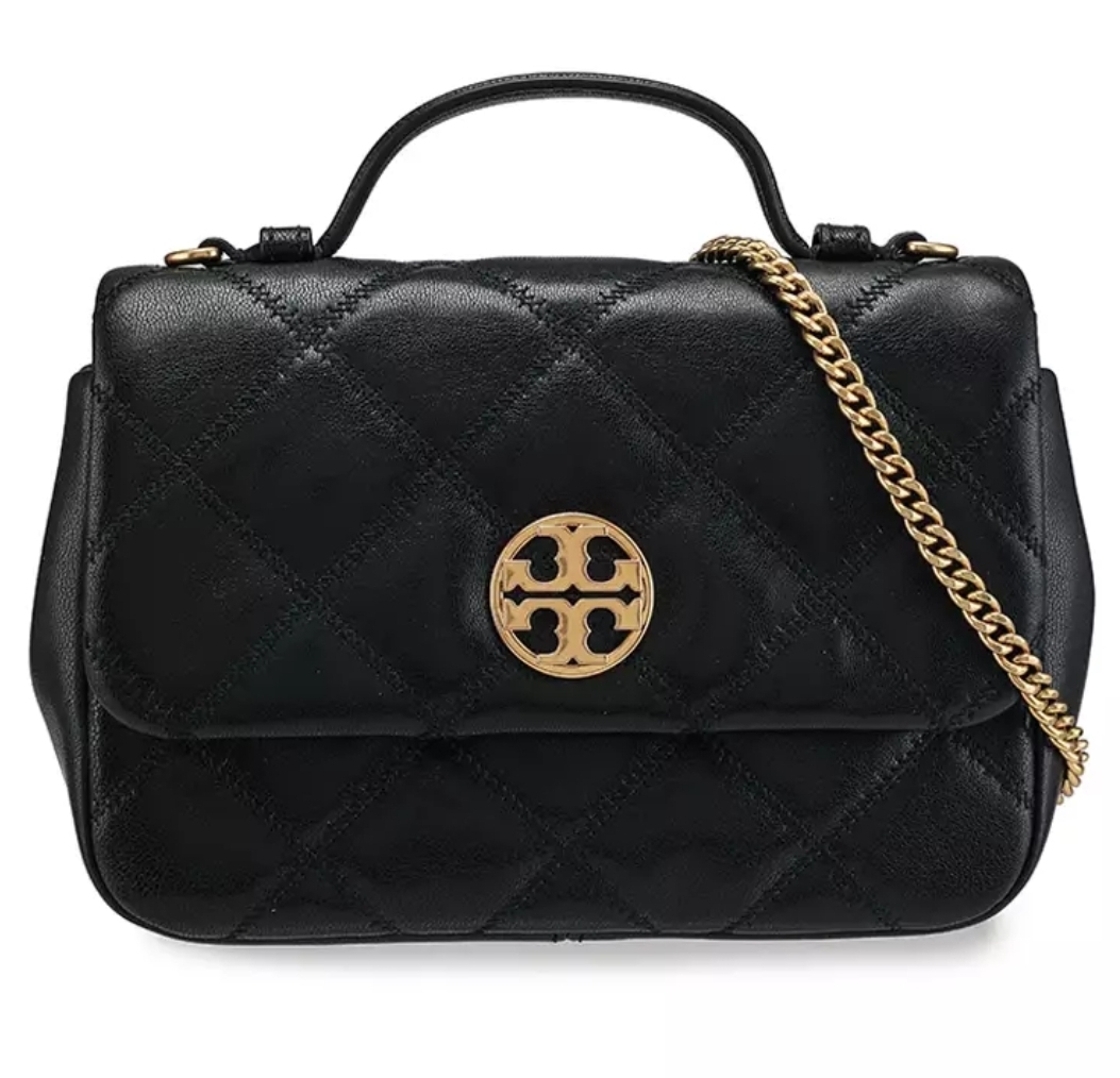 [S] TORY BURCH WILLA MINI TOP HANDLE BAG,BLACK, 153399-001 (STB413)